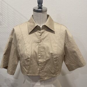NWT Emory Park Cropped Button up Short Sleeve Shirt Jacket